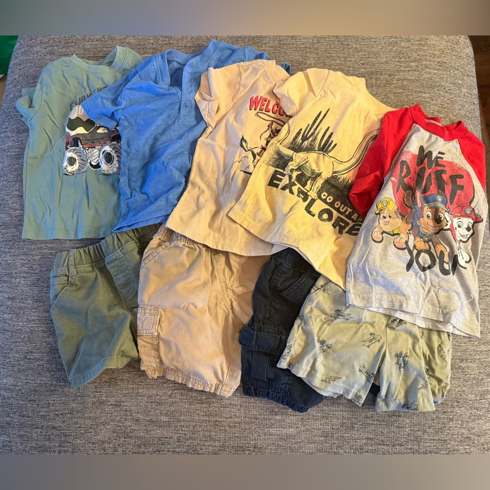 2t boy clothes bundle 6 shirts and 4 shorts